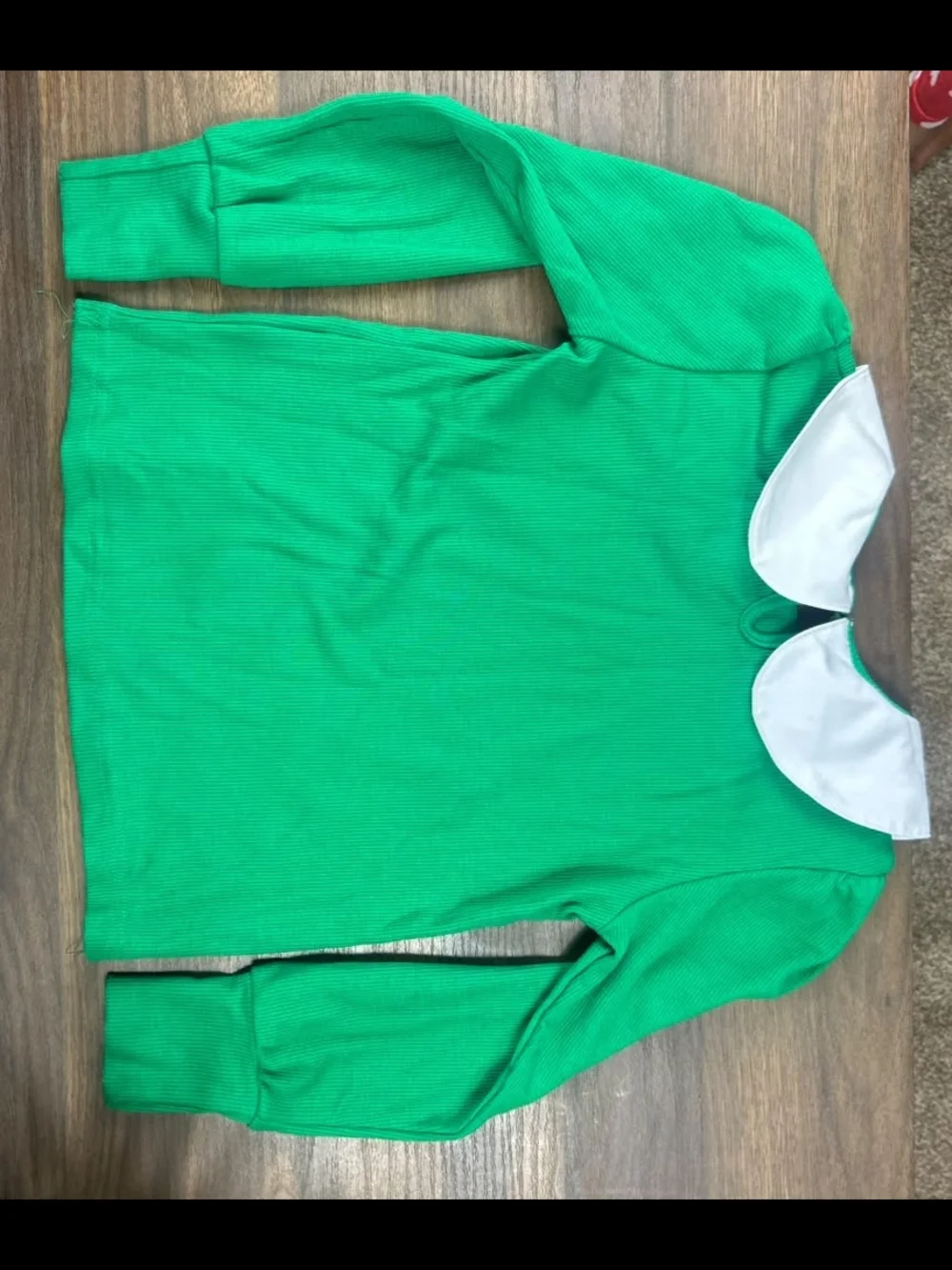 Kids Green Costume Top with White Peter Pan Collar